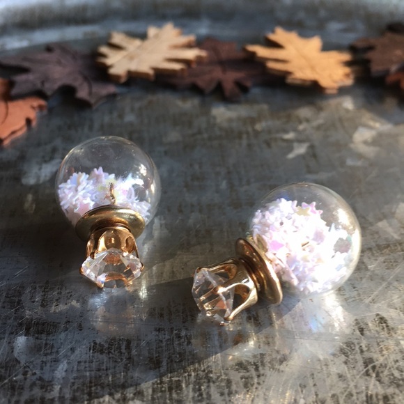 Jewelry - 3 Pairs White Star Confetti Double Stud Earrings